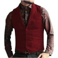 thumbnail image 1 of SDNall Mens Belts Casual, Mens V Neck Solid Color Belt Pocket Five Button Casual Vintage Waistcoat, 1 of 7
