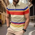 thumbnail image 1 of SDNall Mens Short Shorts, Mens Shirts Short Sleeve, Man Streak Lapel Short Sleeve Pol Shirt Fallow Color Contrast Pol Shirt, 1 of 3