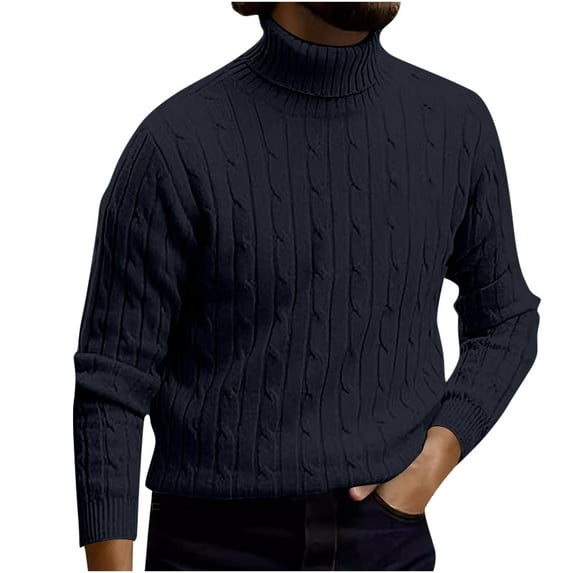 SDNall Mens Sweaters Pullover, Sweater with Collar, Mens Sweaters Cardigan, Mens Winter Twisted Flower High Collar Mens Knitted Bottom Sweater