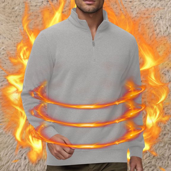 SDNall Mens Velvet Long Sleeved Zipper Stand Up Collar Loose Winter Hoodie