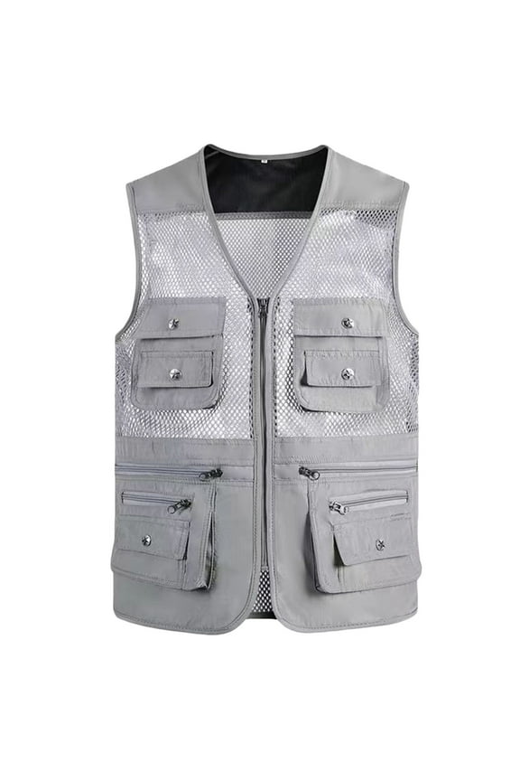 Mens Work Jacket Standing Collar Multiple Pockets Outdoor Photography and Sports Jacket Coat