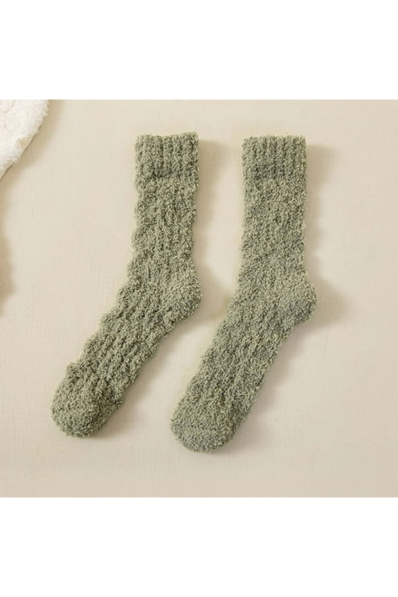 Mid-Crew Socks for Women, Thick Winter Wool Blend, Soft Fleece-Lined, Non-Slip Grip, Cozy Sleep and Lounge Socks for Cold Weather