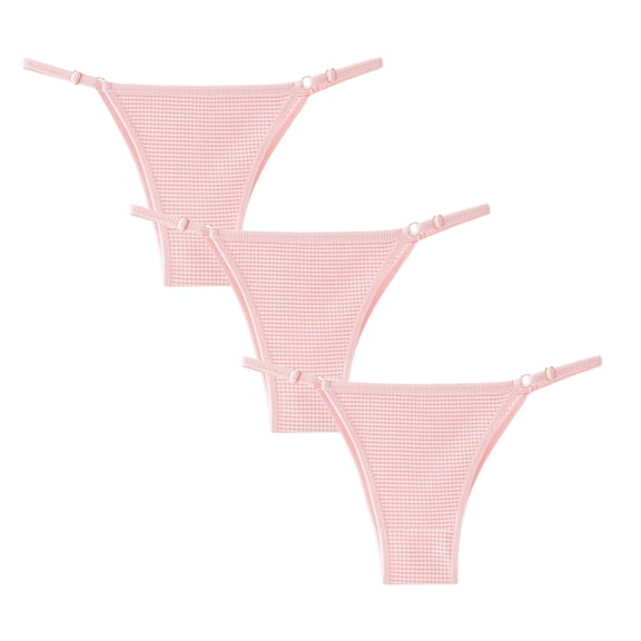 SDNall No Show Underwear for Women 3Pc Women Everyday Ventilate Elastic Low Waist Stripe Underwear Panties Thongs for Women ,Sizes：M-XL