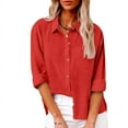 thumbnail image 1 of SDNall Oversized Shirts for Women V Neck Loose Longt Sleeve Casual Work Tops with Pocket Button Up Shirt Women, 1 of 9