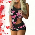 thumbnail image 1 of SDNall Pajama Set for Women, Lace Camisole and Patchwork Shorts, Valentine's Day Printed Sleepwear, 2-Piece Lounge Set, 1 of 6