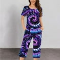 thumbnail image 1 of SDNall Pajama Set for Women, Short Sleeve Round Neck Sleepshirt and Pants with Pockets, 2-Piece Loungewear for Sleepovers and Relaxation at Home, 1 of 5