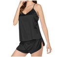 thumbnail image 1 of SDNall Pajamas for Women Set V-Neck Sling Tank Shorts Home Suit Camisole Pajamas Shorts Set (Black,Sizes：S-XL), 1 of 9