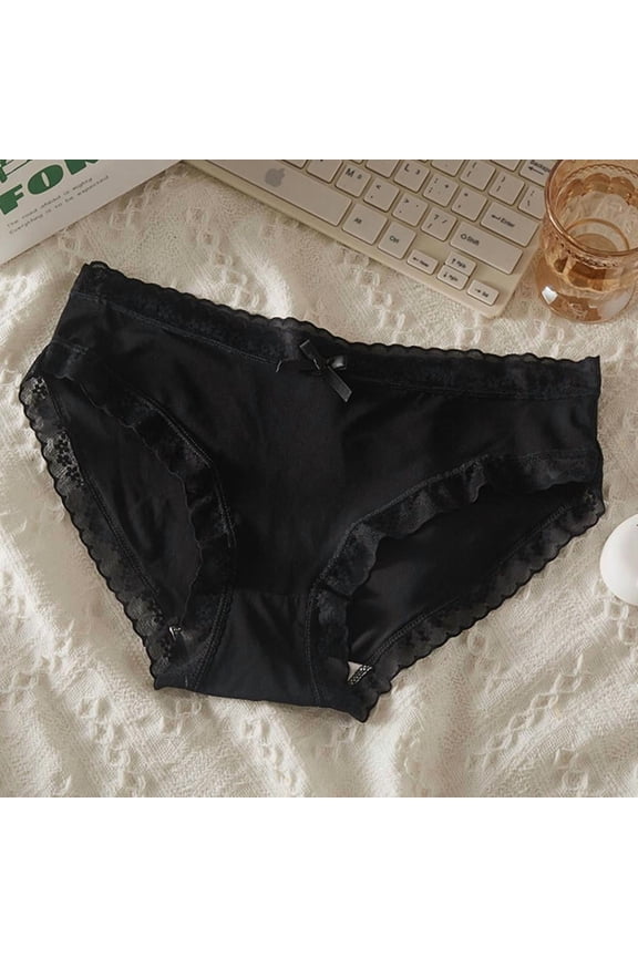 Panties for Women Ice Silk Underwear for Girls Spring/Summer Solid Color Mid Waist Quick Drying Lace Womens Underwear