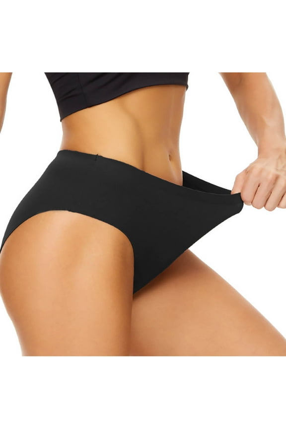 Period Underwear for Teens Fashion Women Solid Color High Waist Periods Bikini Bottoms Menstruation Swimsuit Periods Briefs Cotton Underwear (XS-4XL,Black)
