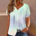 thumbnail image 1 of SDNall Plus Size Loose Fitting Tops for Women Plus Size Short Sleeves V-Neck Print Blouse Pullover Tops (Green,Sizes:S-5XL), 1 of 9