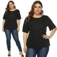 thumbnail image 1 of SDNall Plus Size T-Shirts for Women Casual Summer Plus Size Short Sleeve T Shirt Womens Summer Tops (Black, Sizes L-XXXXL), 1 of 9