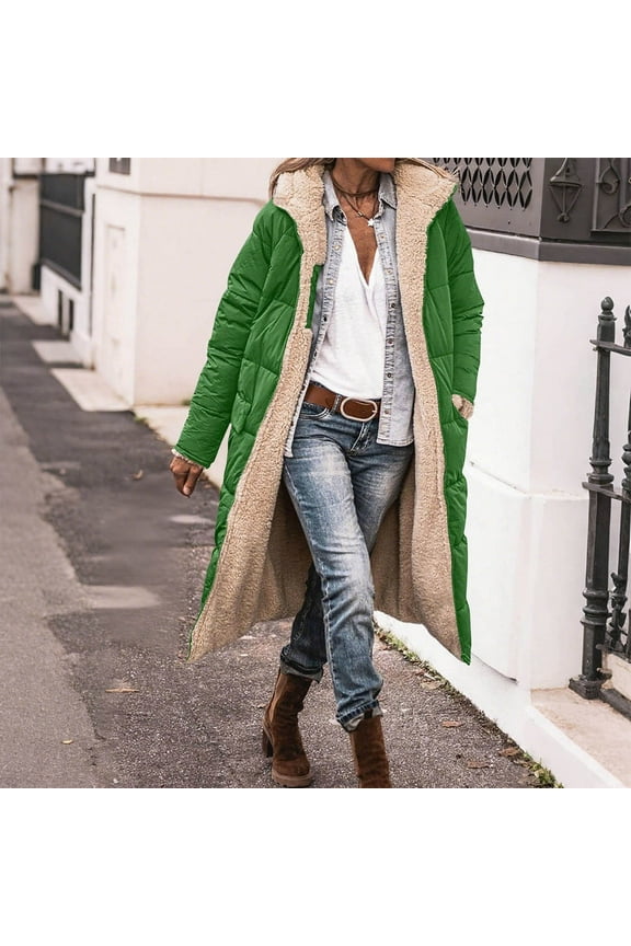 Plus Size Womens Long Coat 4XL 5XL, Winter Loose Fit Zip Front Jacket with Pockets