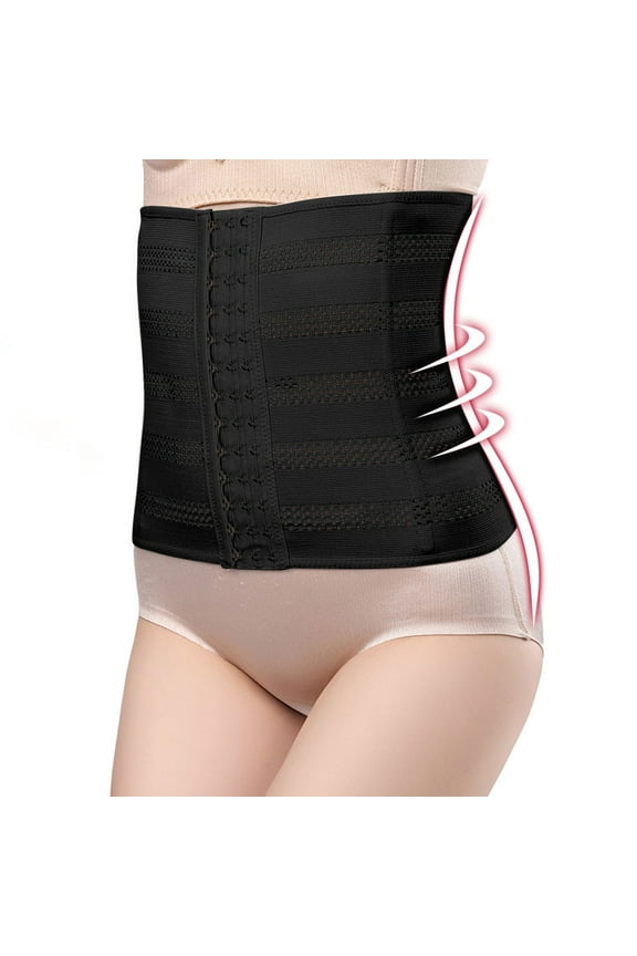 Postpartum Belly Band for Women, Waist Trainer and Shaping Belt for C-Section Recovery, Slimming Girdle with Back Support, Black, Size L