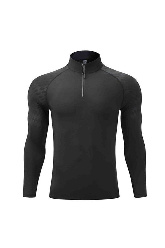 the Running Man, Running Clothes for Men, Mens Long Sleeve, Man Stand Collar Half Zipper Solid Color Drying Motion Fitness Wear there Are Bullets Running Clothes Long Sleeves