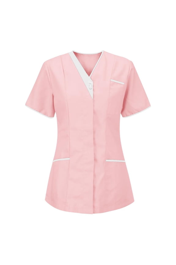 Scrubs for Women Nurses Tunic Uniform Clinic Carer V-Neck Protective Clothing Tops Scrub Tops Women