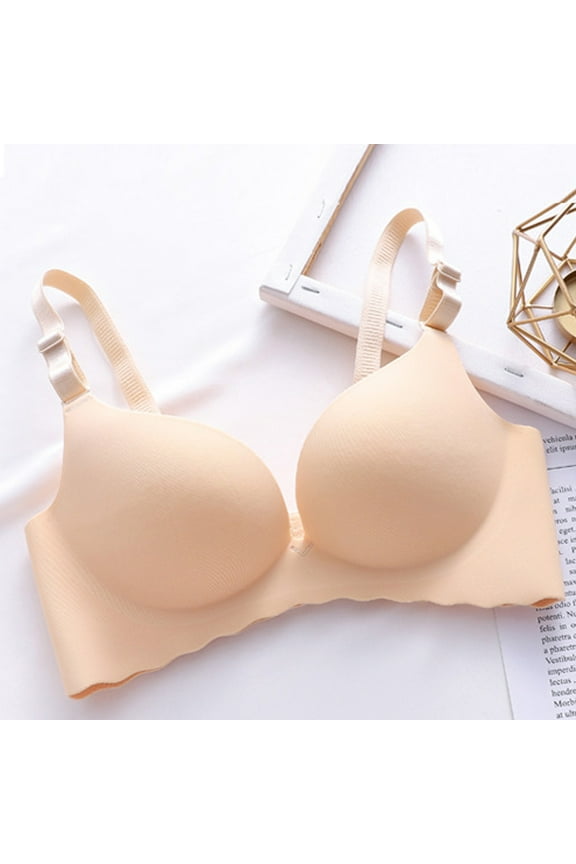 Seamless Bra for Women Wirefree Comfort Push Up Minimizer With Side Coverage In Beige