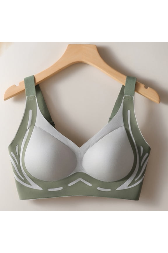Seamless Bra for Women with Fixed Cups, Contrast Sponge Underwire, Soft Support and Breathable Fabric for Daily Wear