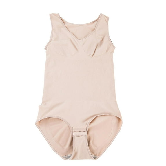 SDNall Shaping Shapewear Bodysuit for Women Solid Color Suspender Tight Shaping Corset with Exposed Back Shapewear Seamless Thong Bodysuit (Beige,S-3XL)