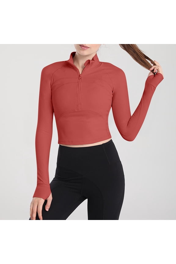Shirts for Women, Tights for Women, T Shirts for Women, Womens Half Zip Tight Elastic Drying T Shirt Sports Long Sleeved Womens Long Sleeved Standing Collar Top Shirt