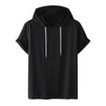 thumbnail image 1 of SDNall Short Sleeve Hoodies for Men Casual Solid Fashion Hooded Pullover Short Sleeve Sports T-Shirt Top Mens Hoodie Sizes:S-4XL, 1 of 9
