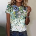 thumbnail image 1 of SDNall Short Sleeve Shirts for Women Summer Petite Tops Sexy Printed Round Neck Ladies Blouses, 1 of 9