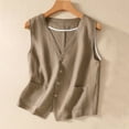 thumbnail image 1 of SDNall Sleeveless Cardigan Women, Womens Denim Linen Waistcoat Trend Casual Denim Sleeveless Cardigan, 1 of 6