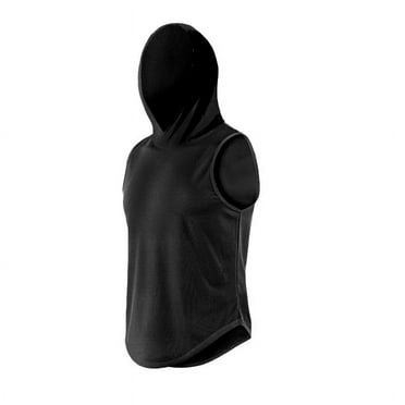 SDNall Sleeveless Hoodies for Men Summer Hoodies for Men Solid Color Sleeveless Hooded Blouse Workout Hoodies (Black Sizes:M-3XL)
