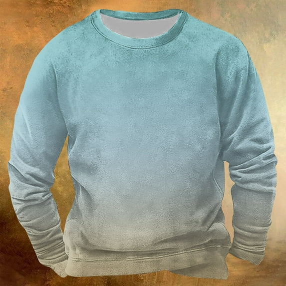 SDNall Sleeves for Men, Pullovers for Men, Mens Long Sleeve, Men Casual Fashion Round Neck Print Pullover Long Sleeve Sweatshirt