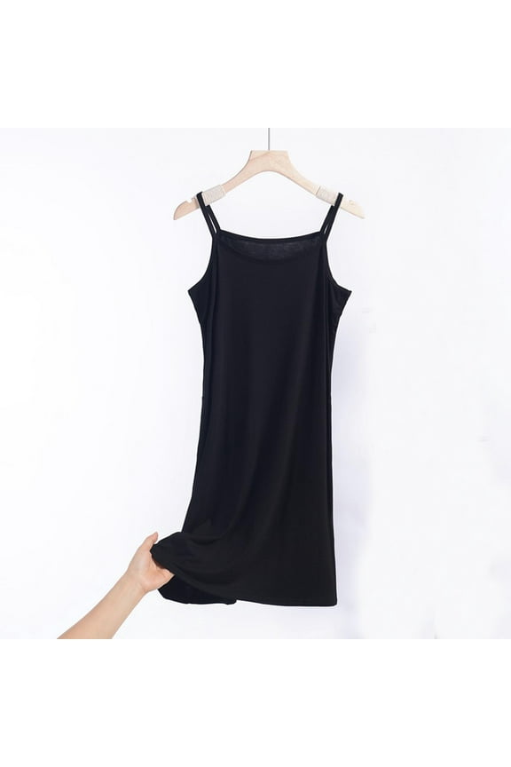 Slip Dress for Women Sleeveless Round-Neck Long Sleepshirt in Modal Blend for Plus Size with Lining, Casual Loungewear and Layering Piece