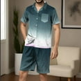 thumbnail image 1 of SDNall Summer Pajamas Men Casual Elegance: Men's Button-Down Collar Pajama Set with Silky Soft Shorts (Navy,Sizes：S-XXL), 1 of 9