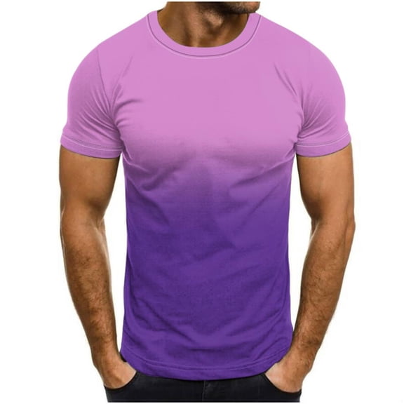 SDNall Summer T-Shirts for Men Casual Summer Fashion Casual Round Neck Printed T-Shirt Top (Purple,Sizes:S-5XL)