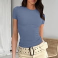 thumbnail image 1 of SDNall Summer Tops for Women Fitted Short Sleeve Basic Tee Slim Fit Shirts Ribbed Tops, 1 of 9
