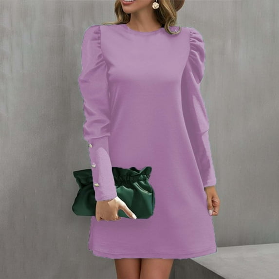 SDNall Sweater Dress for Women, Long Dress for Women, Turtleneck Sweater Women, Womens Solid Color Turtleneck Slim Long Sleeve Knitted Sweater Dress Long Sleeve Turndown Collar Knee-High Dress
