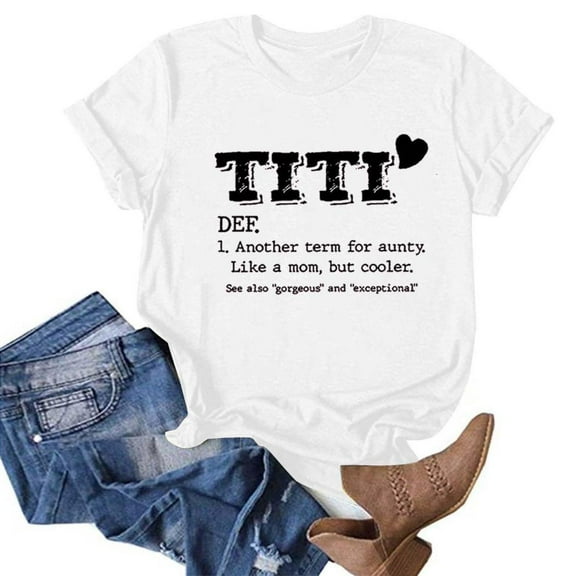 SDNall T-Shirts for Women Short Sleeves Letter Print Casual Tops T-Shirt