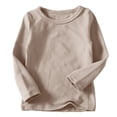 thumbnail image 1 of SDNall Toddler Kids Boys Girls Shirts Fashion Solid Color Round Neck Long Sleeve Top, 1 of 9