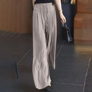 SDNall Trousers Pants for Women New Casual Quick Drying Sun Protection Lightweight and High Elastic Wide Leg Pants for Spring and Summer Wide Leg Trousers Women (Khaki,Sizes：M-2XL)