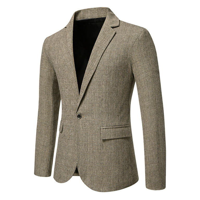 SDNall Tweed Blazer Men，Men's Sport Coats Blazers Slim Fit Suit