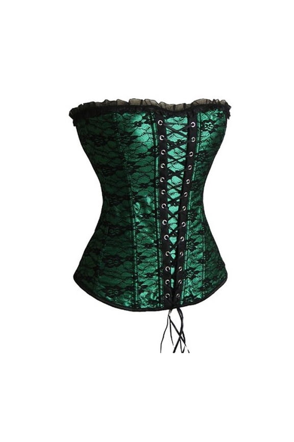 Underbust Corset for Women with Lace Trim and Detachable Garters, Waist Trainer Belt and Panty Set for Shapewear and Burlesque