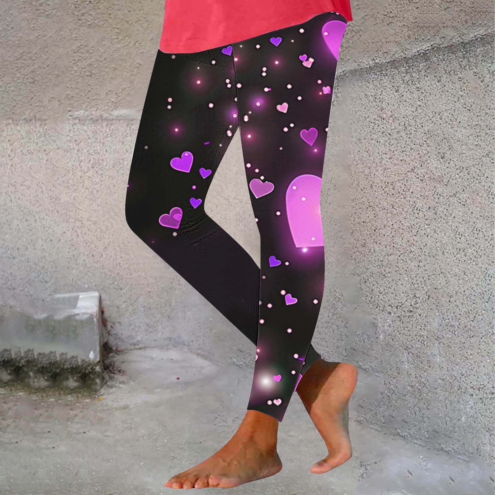 R930-OS High Waisted Mint Hearts Print Fashion Leggings - Peach Skin Finish, Opaque & Comfortable
