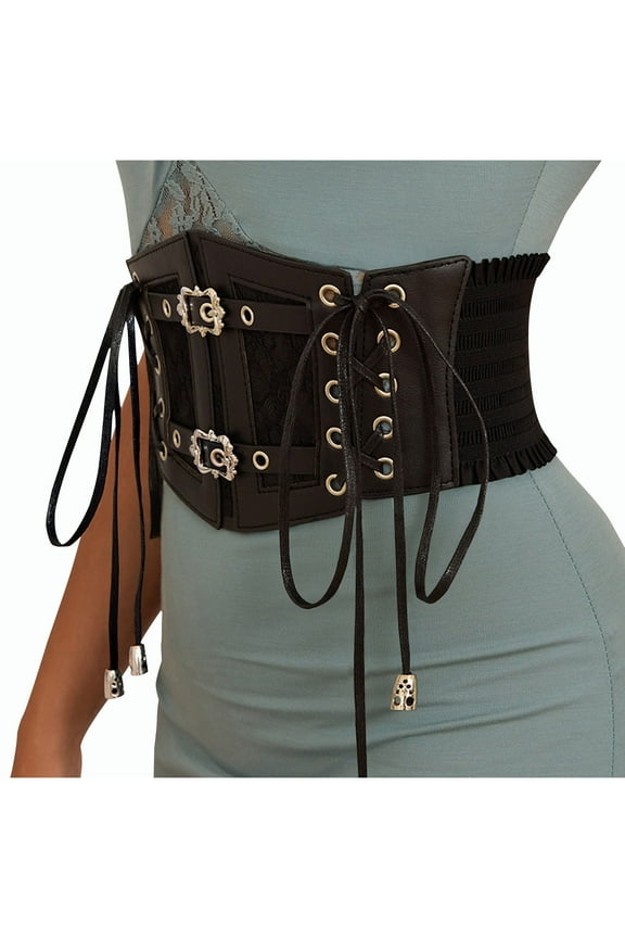 Waist Cincher for Women with Adjustable Bilateral Straps, Solid Color PU Leather Corset Belt for Shapewear and Fashion