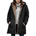thumbnail image 1 of SDNall Warm Hooded Fleece Lamb Jacket, Women's Loose Thick Winter Coat with Zipper, 1 of 6