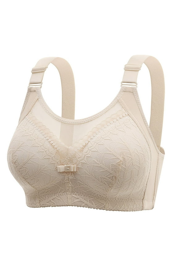 Wireless Bra for Women, Oversized Front Closure Push Up Underwear with High Elasticity Band, Comfortable Daily Wear and Lounge Bra in Cloud Gray