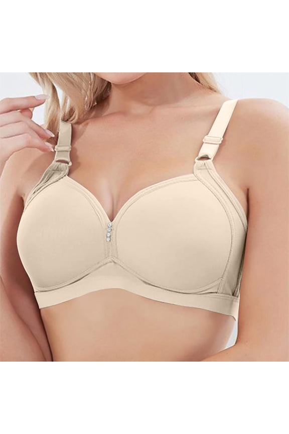 Wireless Bra for Women, Seamless Unlined T-Shirt Bra with Lightly Lined Cups, Comfortable Everyday Bralette in Nude for Full Bust