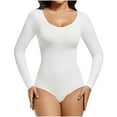 thumbnail image 1 of SDNall Women'S Solid Color Fashionable Long Sleeved Breasted Adjustable Base Shapewear, 1 of 7