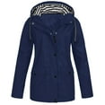 thumbnail image 1 of SDNall Women Solid Rain Jacket Outdoor Plus Size Hooded Raincoat Windproof, 1 of 9