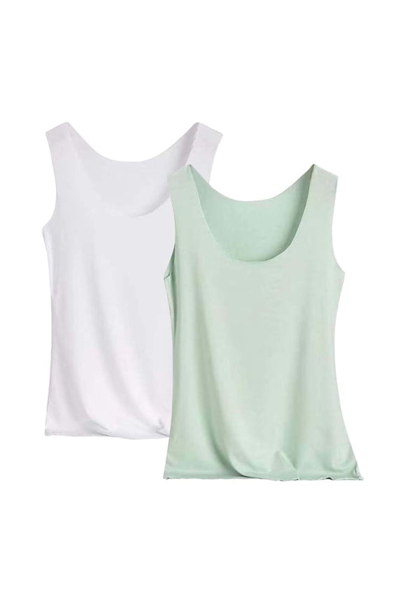 Women's Basic Ribbed Tank Top Set with Sequin Detail, Soft Pajama & Casual Tops, 2-Pack for Sleeping and Daily Wear