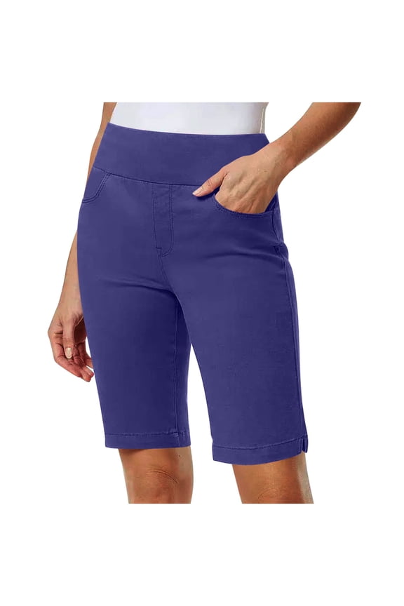 Women's Bermuda Shorts with Pockets, Stretchy Summer Casual Shorts with Side Pockets for Hiking and Daily Wear