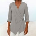 thumbnail image 1 of SDNall Women's Casual Loose Solid Color Lapel Shirt Top, 1 of 6