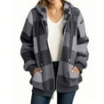 thumbnail image 1 of SDNall Women's Fashion Hooded Plaid Cardigan with Zipper and Pockets, 1 of 5