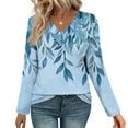 thumbnail image 1 of SDNall Women's Fashion Printed V-Neck Casual Button-Up Top, 1 of 7